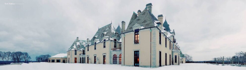 Corner view of OHEKA in Winter | Photo by Brett Matthews Photography